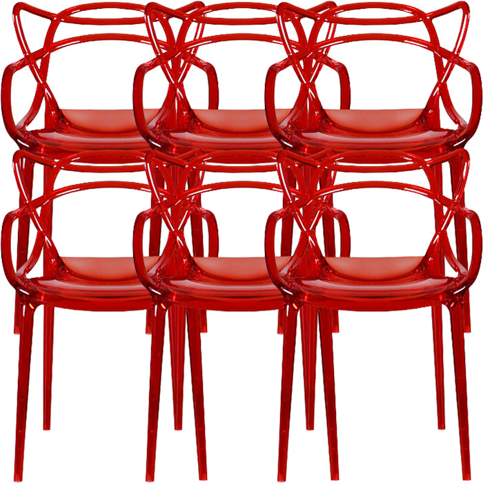 Contemporary Indoor Plastic Open Back Stacking Dining Arm Chair