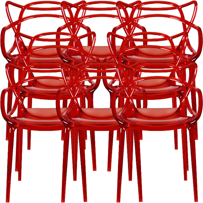 Contemporary Indoor Plastic Open Back Stacking Dining Arm Chair
