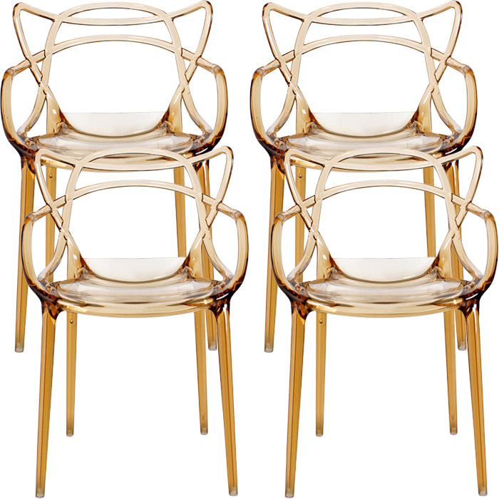Contemporary Indoor Plastic Open Back Stacking Dining Arm Chair