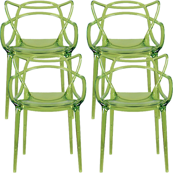 Contemporary Indoor Plastic Open Back Stacking Dining Arm Chair