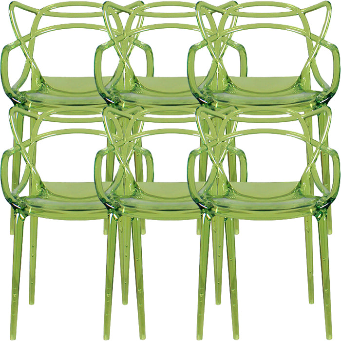 Contemporary Indoor Plastic Open Back Stacking Dining Arm Chair