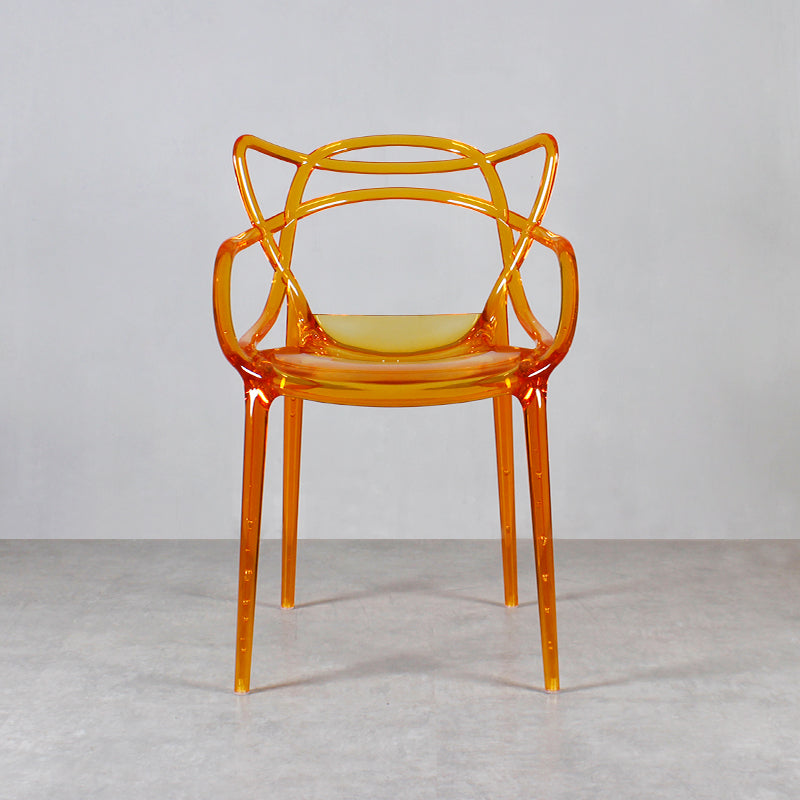 Contemporary Indoor Plastic Open Back Stacking Dining Arm Chair