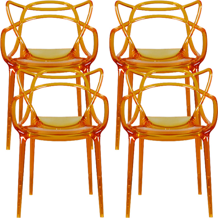 Contemporary Indoor Plastic Open Back Stacking Dining Arm Chair