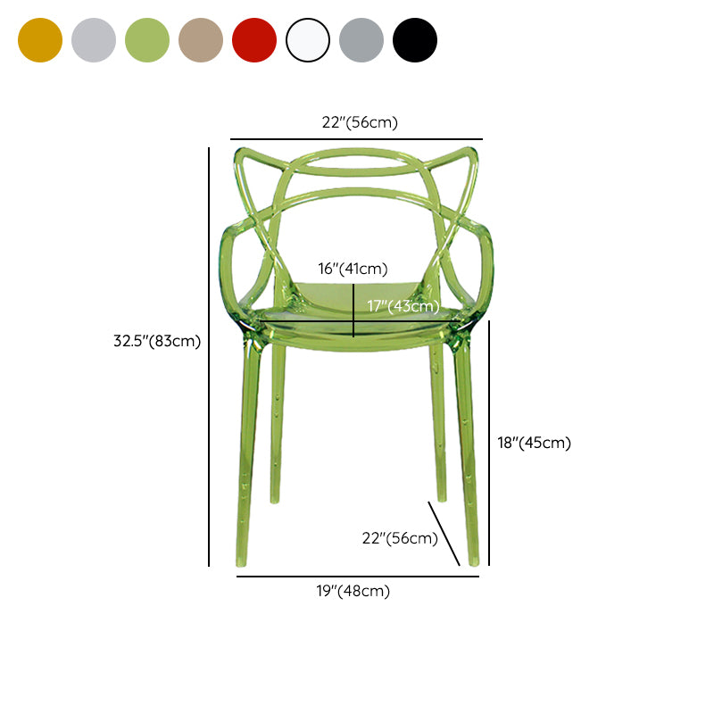 Contemporary Indoor Plastic Open Back Stacking Dining Arm Chair