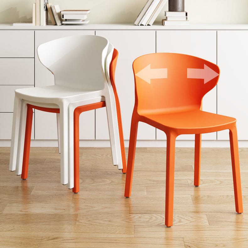 Contemporary Indoor Plastic Wingback Stackable Armless Dining Side Chair
