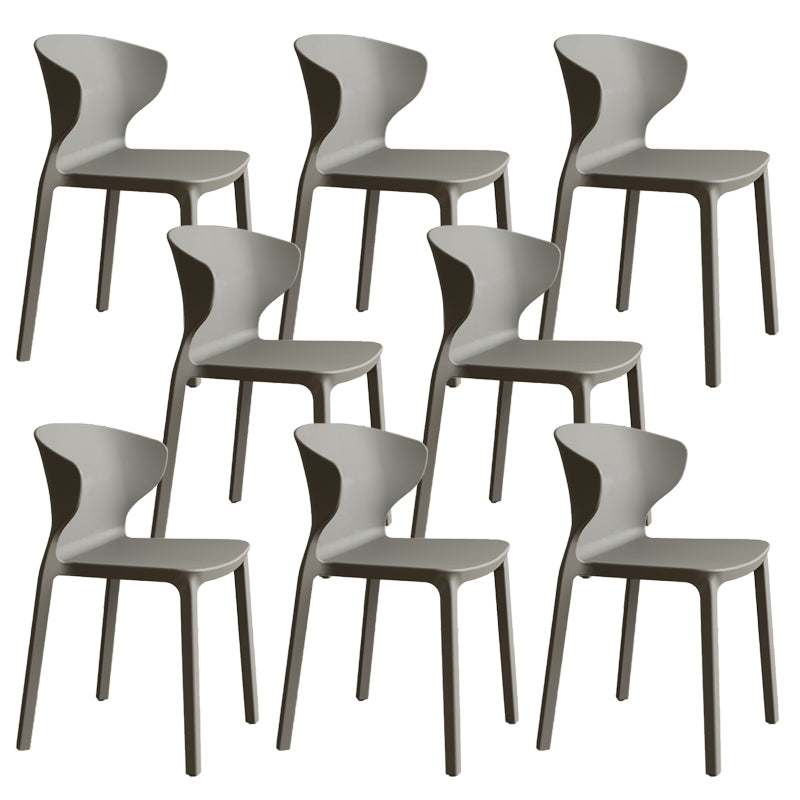 Contemporary Indoor Plastic Wingback Stackable Armless Dining Side Chair
