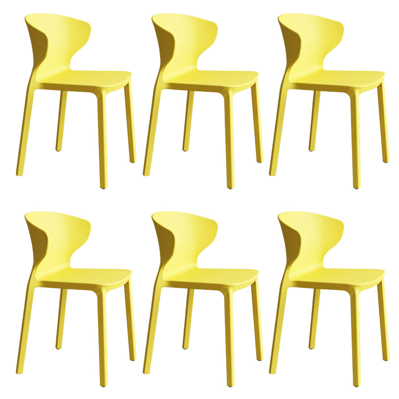 Contemporary Indoor Plastic Wingback Stackable Armless Dining Side Chair