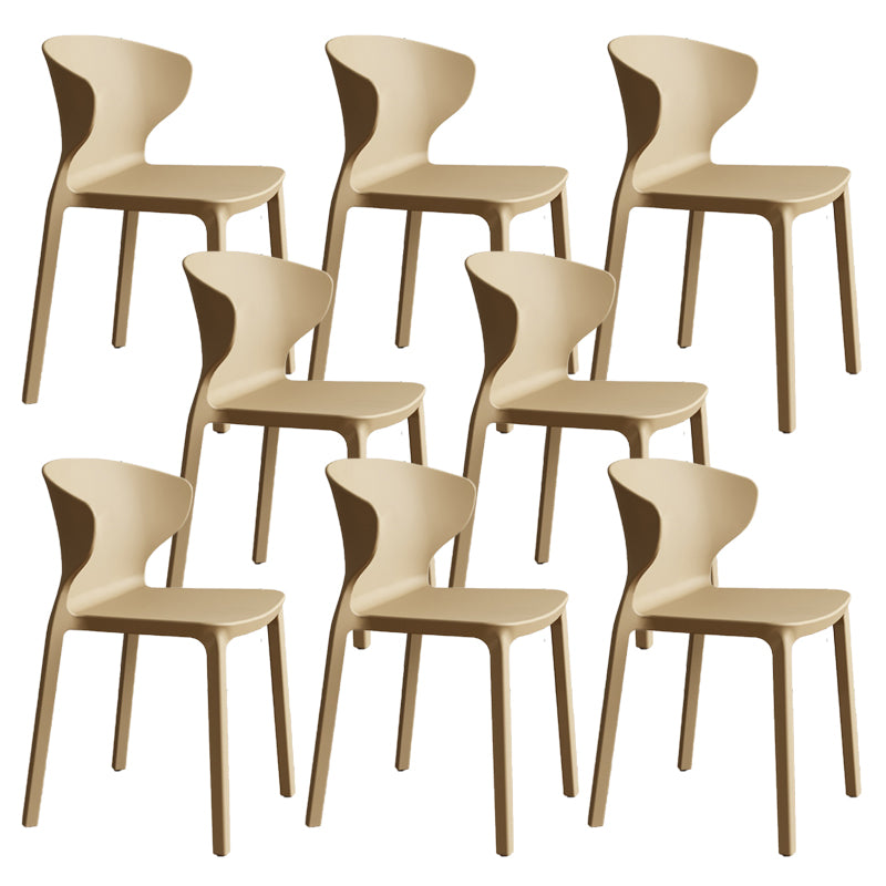 Contemporary Indoor Plastic Wingback Stackable Armless Dining Side Chair