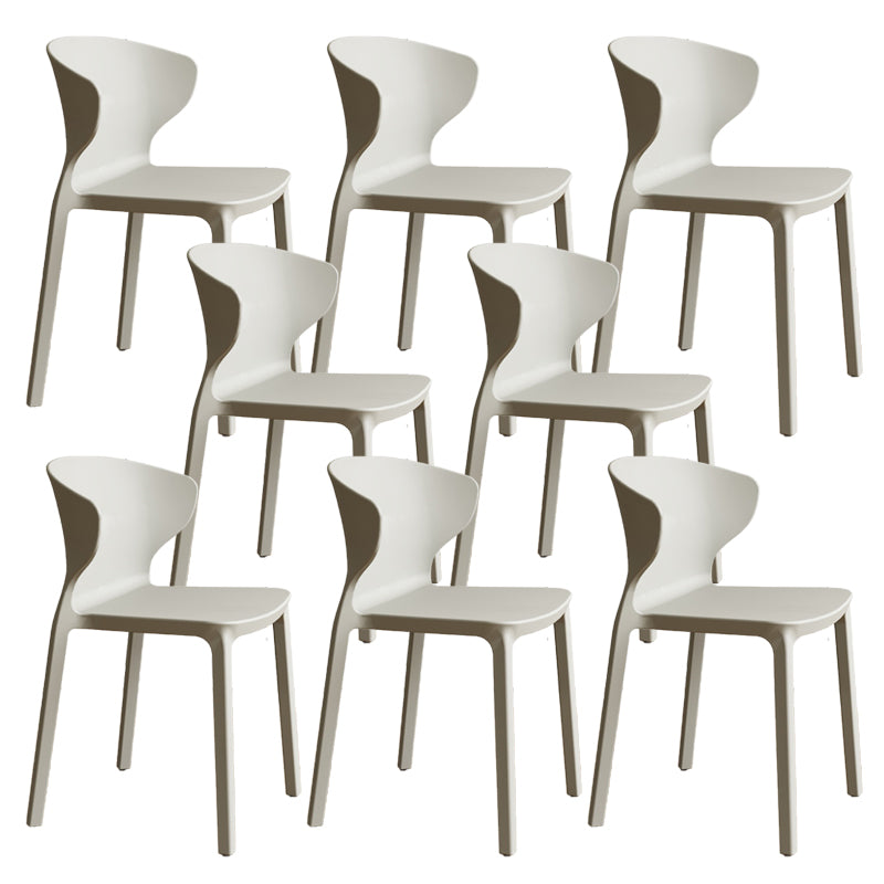 Contemporary Indoor Plastic Wingback Stackable Armless Dining Side Chair