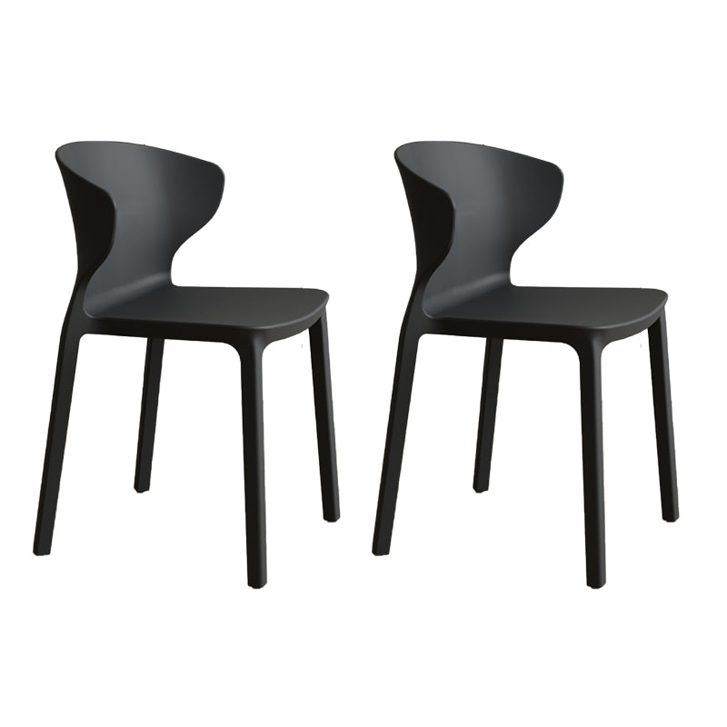 Contemporary Indoor Plastic Wingback Stackable Armless Dining Side Chair