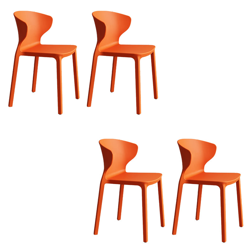 Contemporary Indoor Plastic Wingback Stackable Armless Dining Side Chair