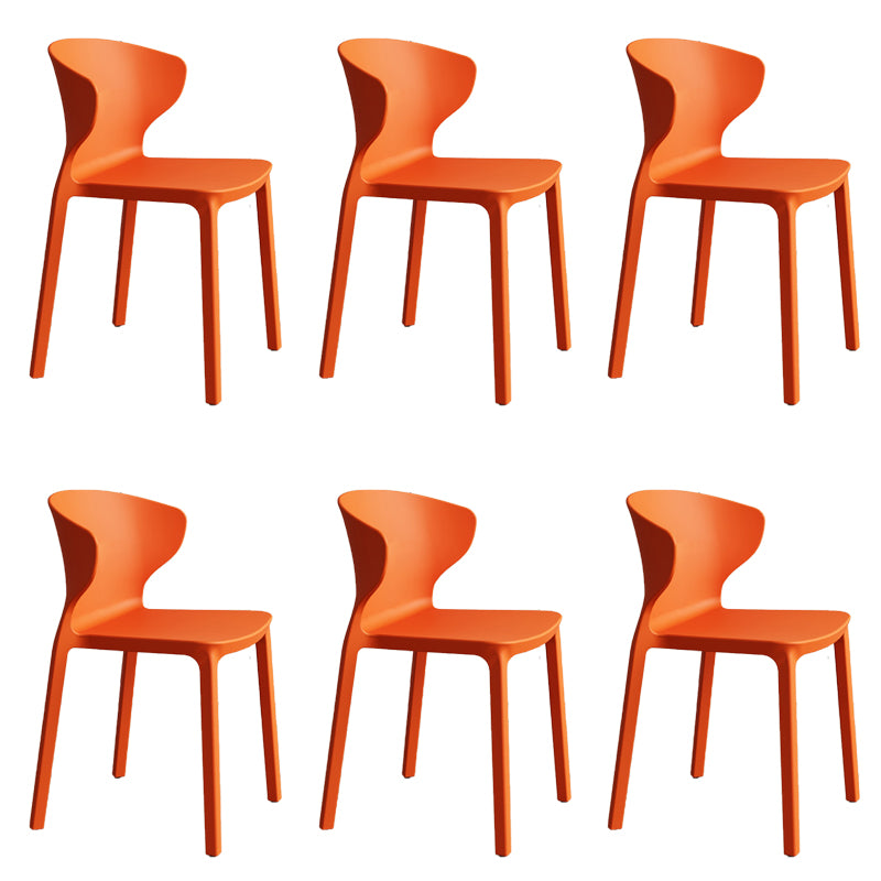 Contemporary Indoor Plastic Wingback Stackable Armless Dining Side Chair