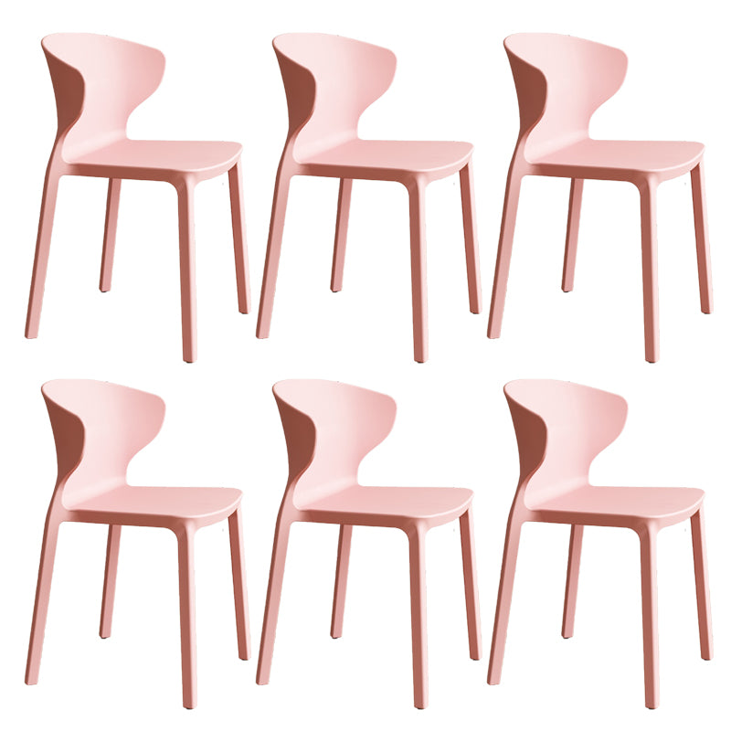 Contemporary Indoor Plastic Wingback Stackable Armless Dining Side Chair