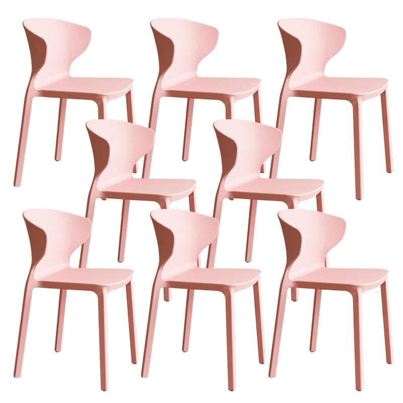 Contemporary Indoor Plastic Wingback Stackable Armless Dining Side Chair