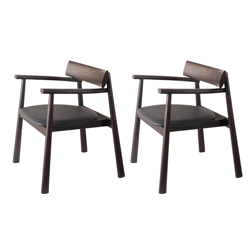 Modern Style Leather Open Back Solid Wood Frame Dining Chairs for Home Use