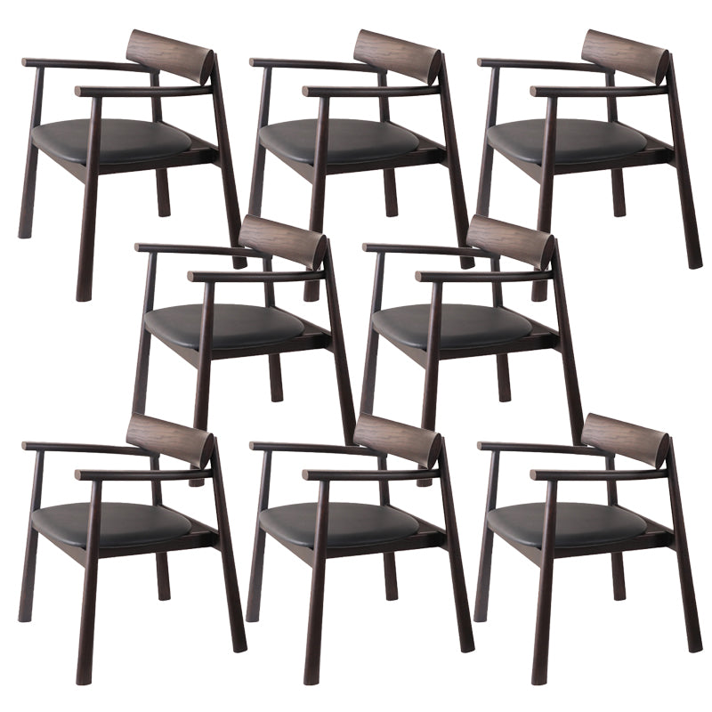 Modern Style Leather Open Back Solid Wood Frame Dining Chairs for Home Use