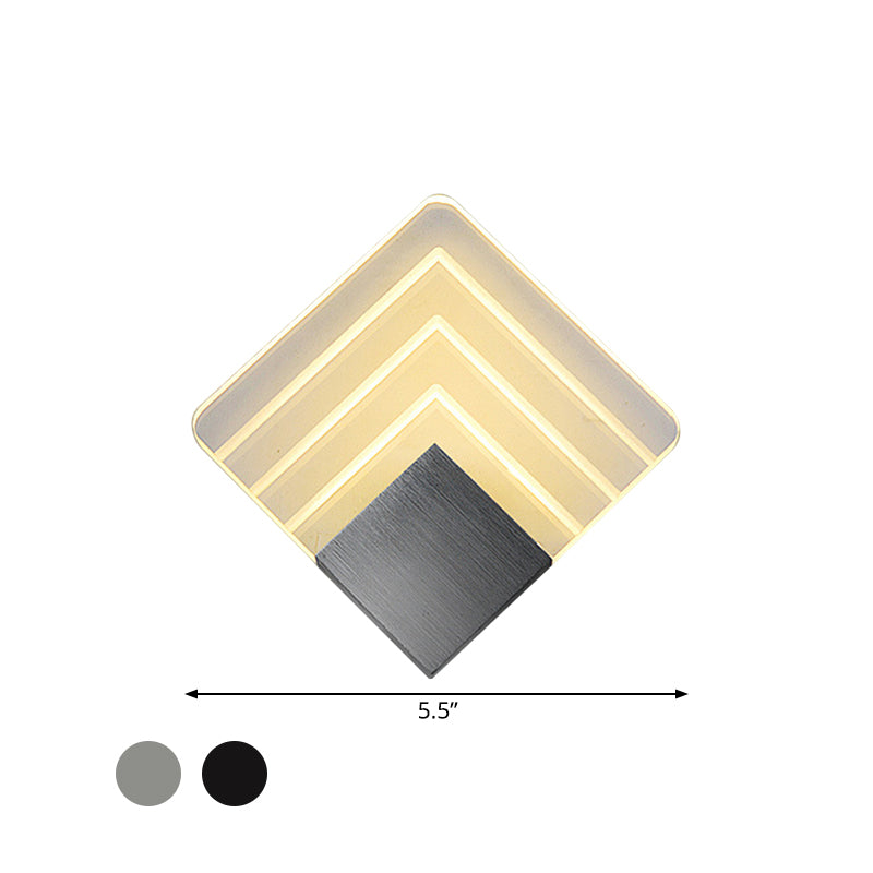 Application murale à LED carrée de 5,5 "/ 8" de largeur LED ACRYLI LED Silver / Mur noir Appiculture