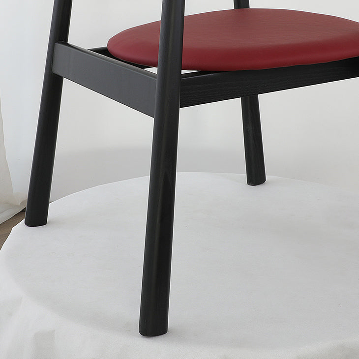 Modern Style Leather Open Back Solid Wood Frame Dining Chairs for Home Use