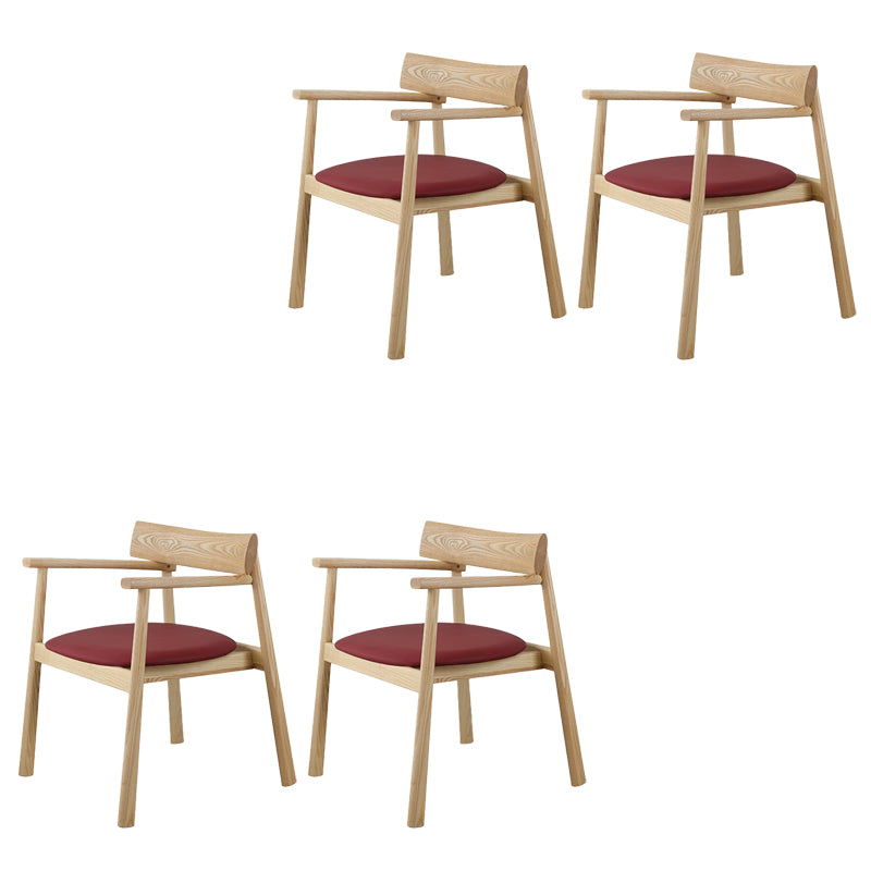 Modern Style Leather Open Back Solid Wood Frame Dining Chairs for Home Use