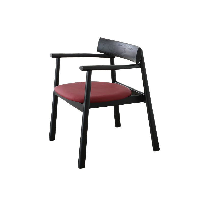 Modern Style Leather Open Back Solid Wood Frame Dining Chairs for Home Use
