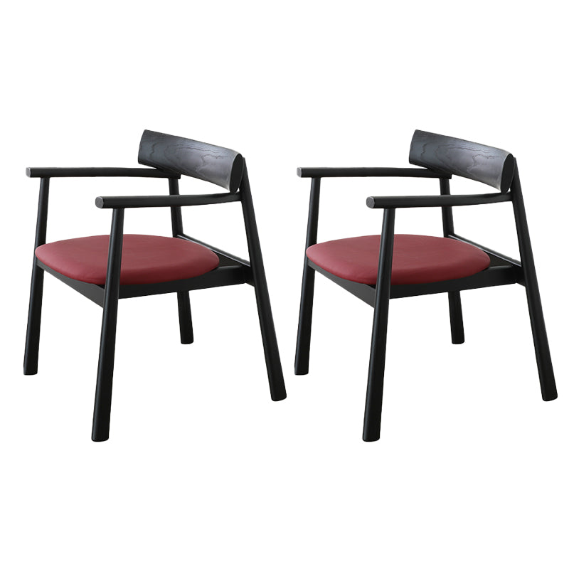 Modern Style Leather Open Back Solid Wood Frame Dining Chairs for Home Use