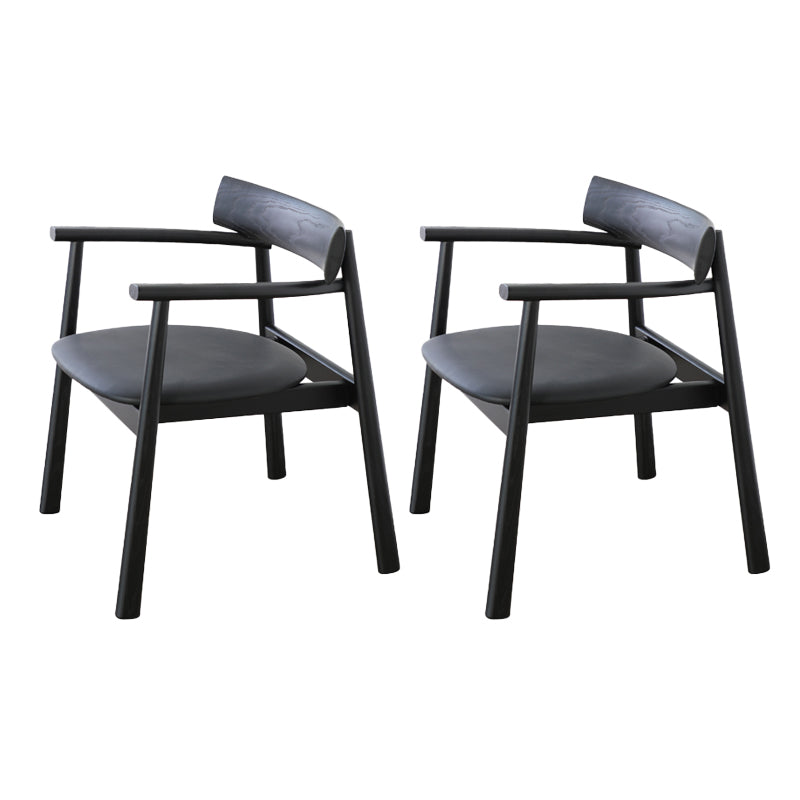 Modern Style Leather Open Back Solid Wood Frame Dining Chairs for Home Use