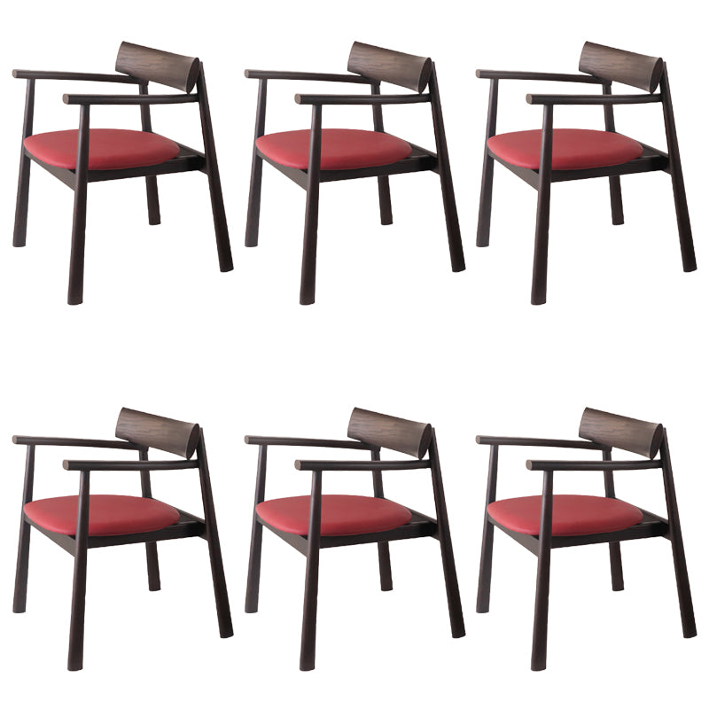 Modern Style Leather Open Back Solid Wood Frame Dining Chairs for Home Use