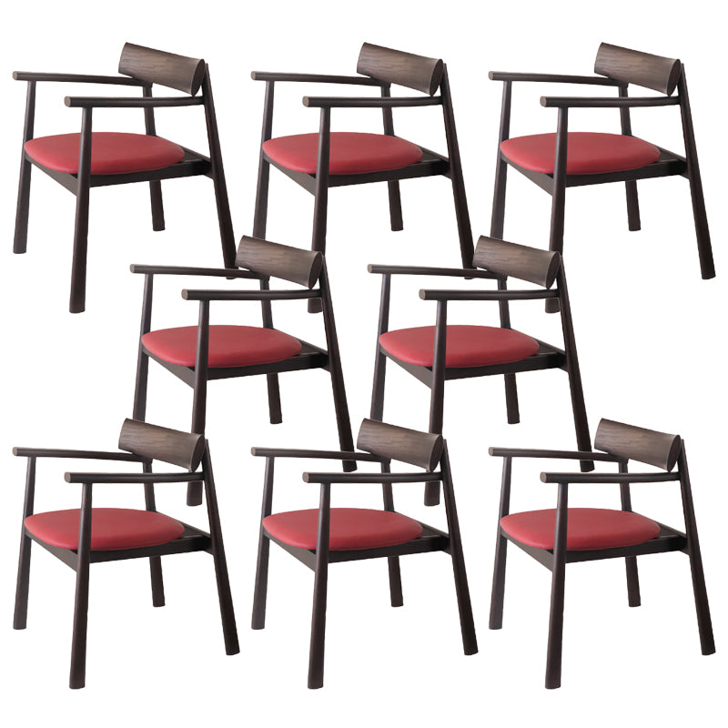 Modern Style Leather Open Back Solid Wood Frame Dining Chairs for Home Use