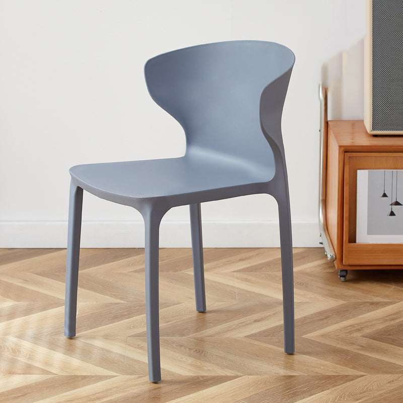 Contemporary Indoor Wingback Plastic Stackable Armless Dining Side Chair