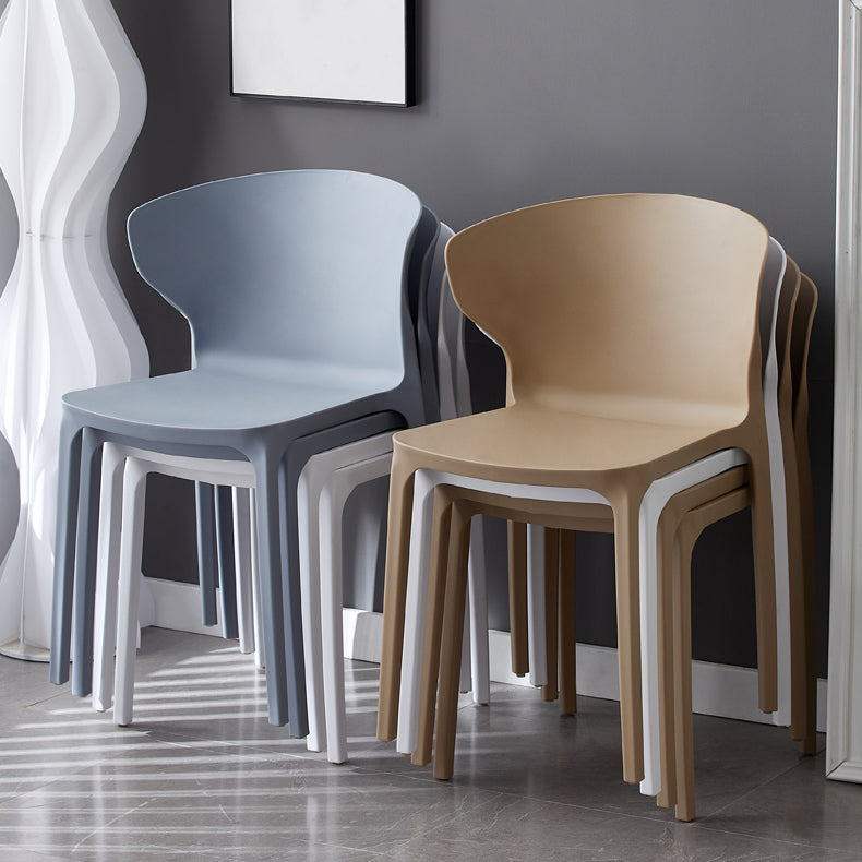 Contemporary Indoor Wingback Plastic Stackable Armless Dining Side Chair