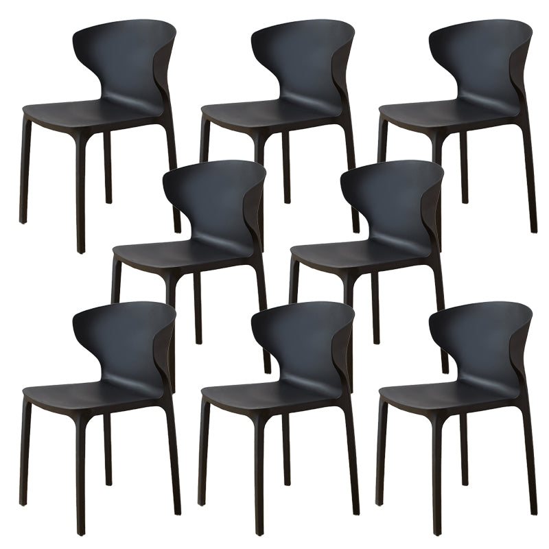 Contemporary Indoor Wingback Plastic Stackable Armless Dining Side Chair