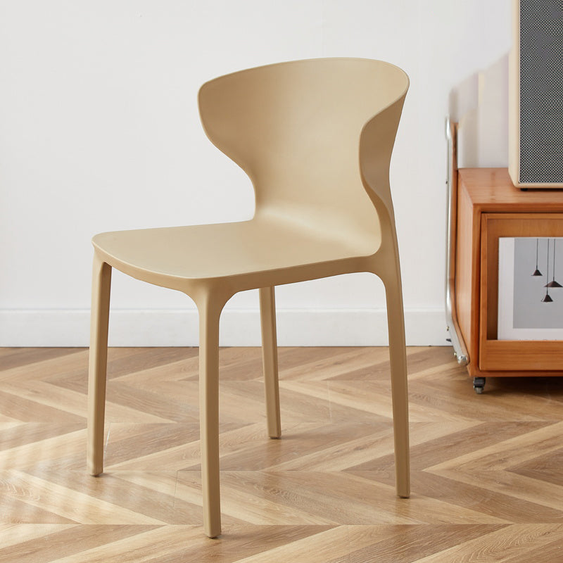 Contemporary Indoor Wingback Plastic Stackable Armless Dining Side Chair