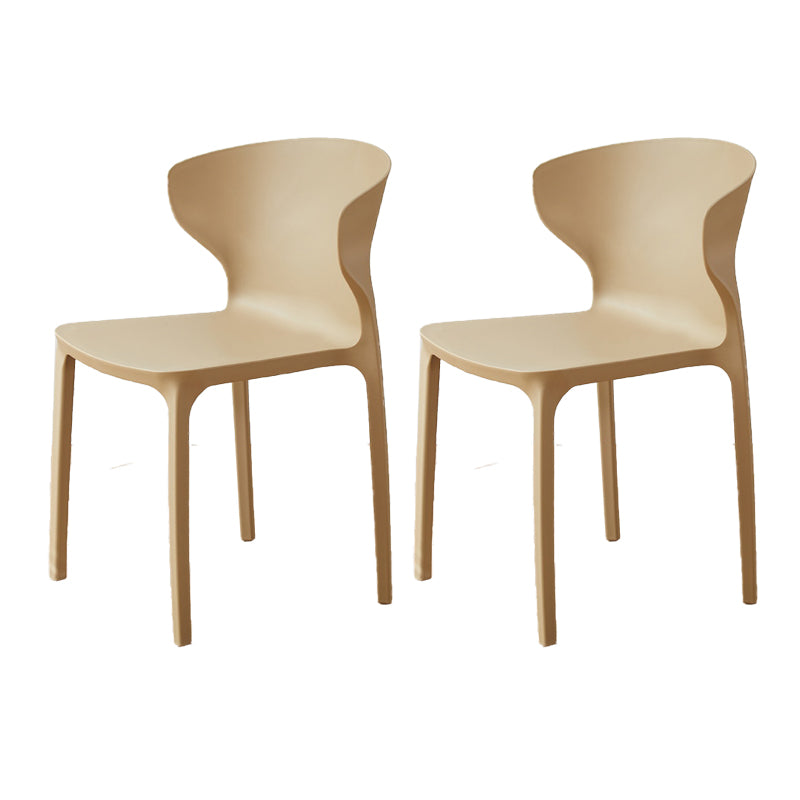 Contemporary Indoor Wingback Plastic Stackable Armless Dining Side Chair