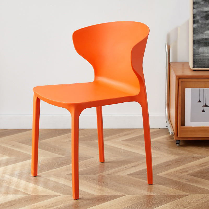 Contemporary Indoor Wingback Plastic Stackable Armless Dining Side Chair