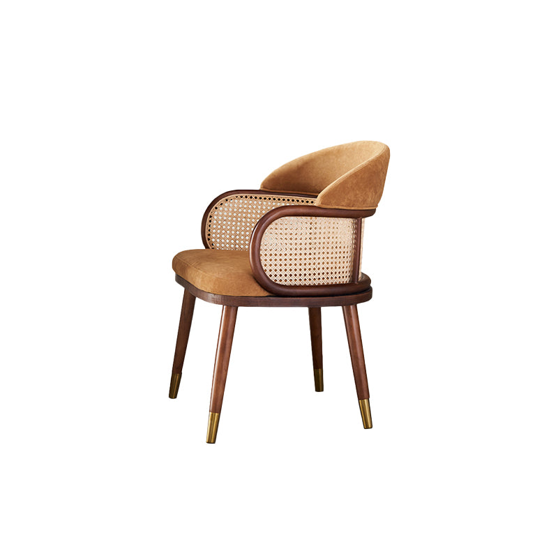 Glam Style Upholstered Solid Wood Base Home Dining Arm Chair