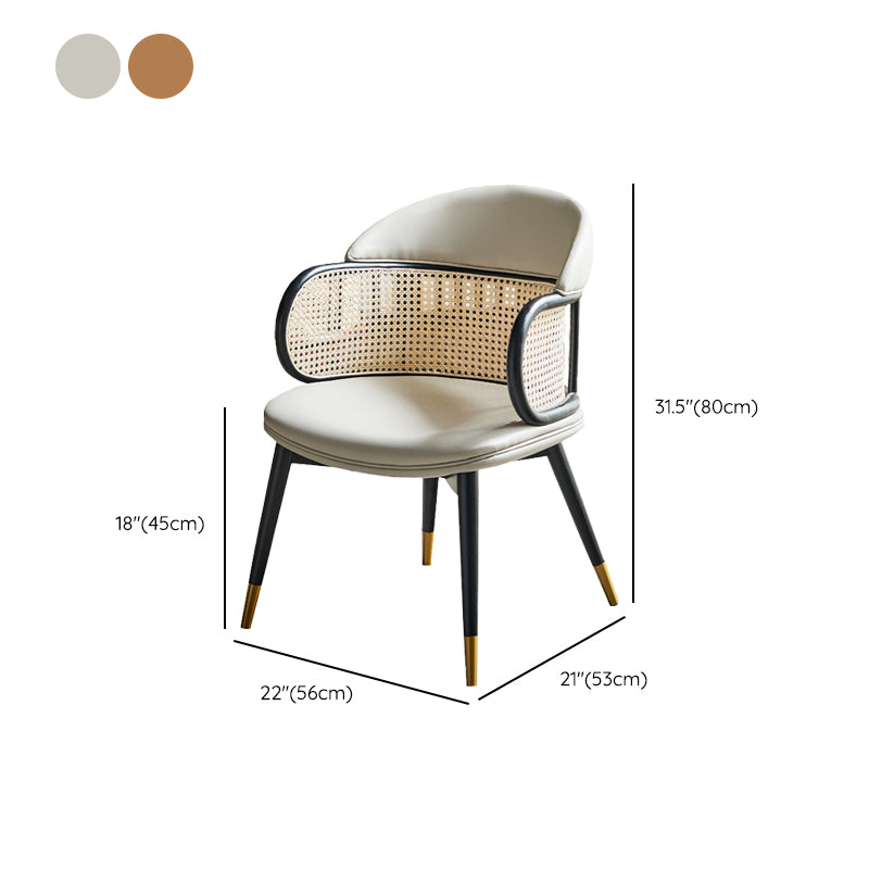 Glam Style Upholstered Solid Wood Base Home Dining Arm Chair
