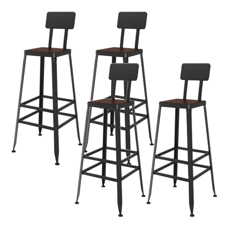 Industrial Metal Legs Indoor Bar Stool Black Base with Footrest
