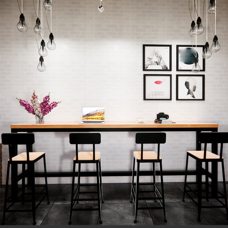 Industrial Metal Legs Indoor Bar Stool Black Base with Footrest