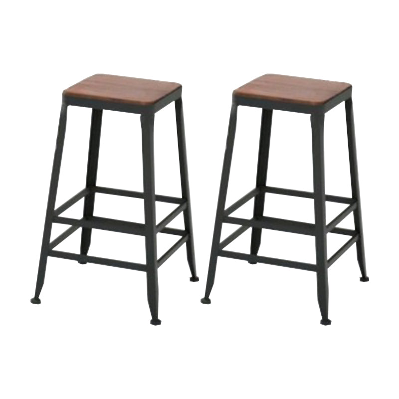 Industrial Metal Legs Indoor Bar Stool Black Base with Footrest