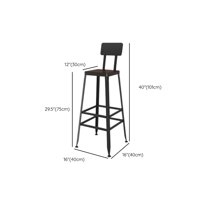 Industrial Metal Legs Indoor Bar Stool Black Base with Footrest