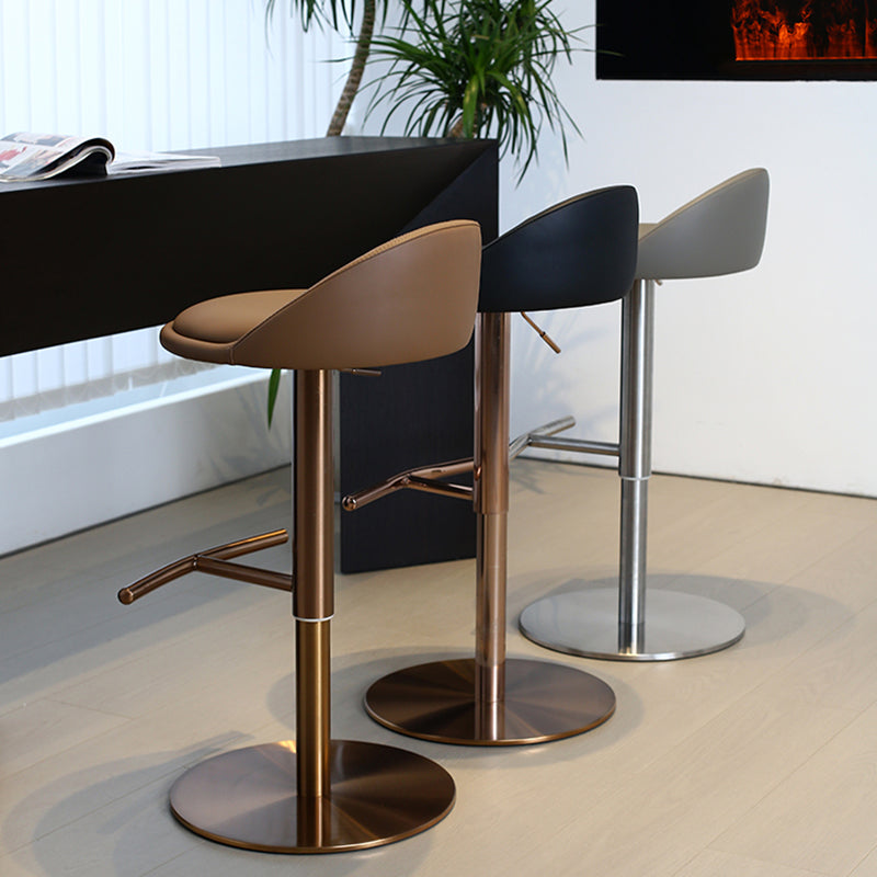 Modern Style Rotatable Backrest Counter High Stool with Leather Cushion