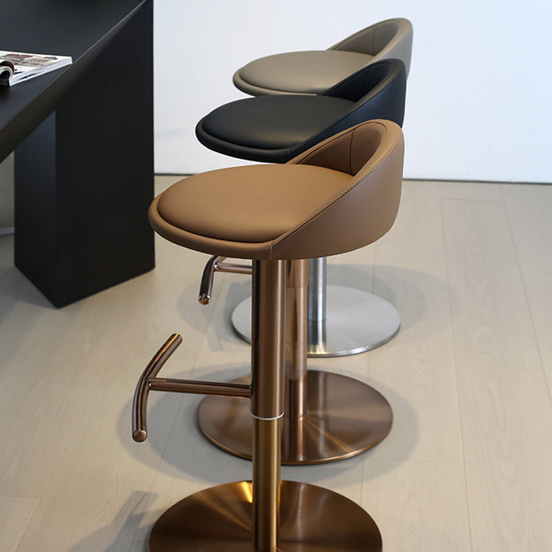 Modern Style Rotatable Backrest Counter High Stool with Leather Cushion