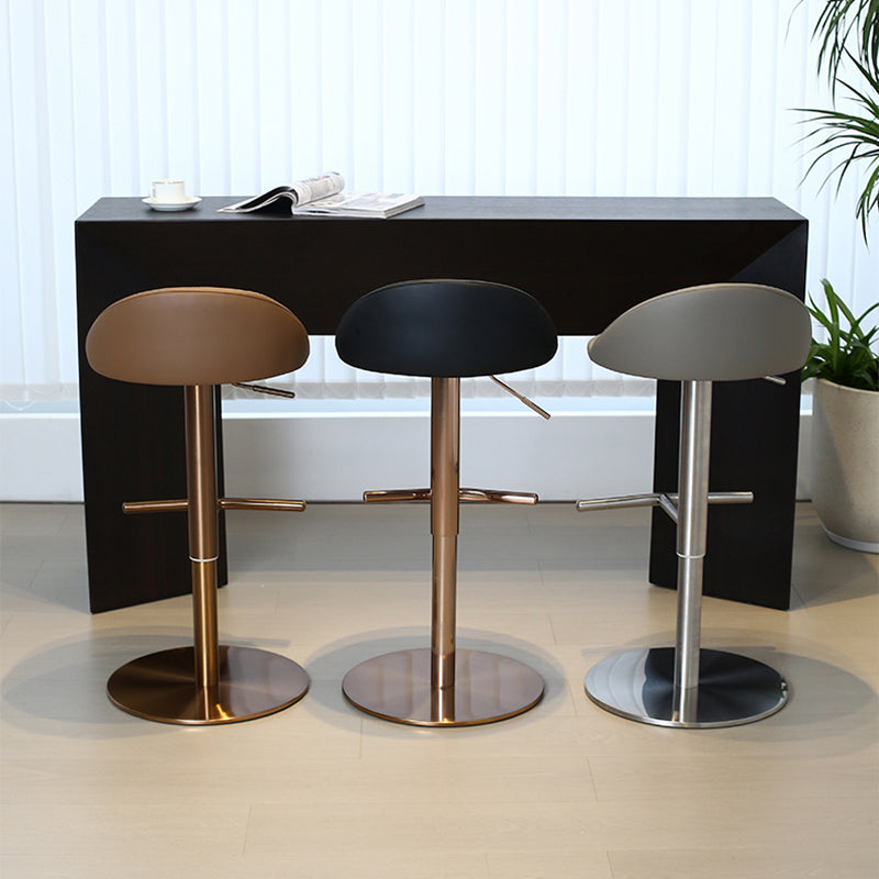 Modern Style Rotatable Backrest Counter High Stool with Leather Cushion