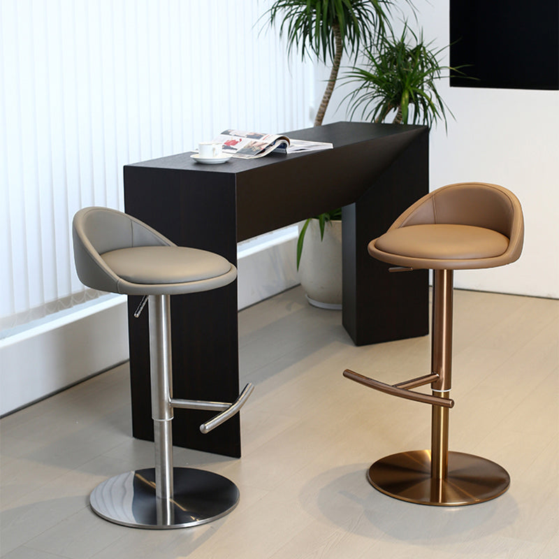 Modern Style Rotatable Backrest Counter High Stool with Leather Cushion