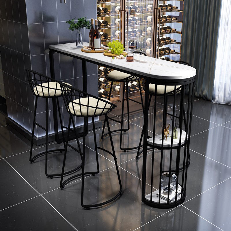 Modern Low Back Upholstered Indoor Bar Stools with Metal Base