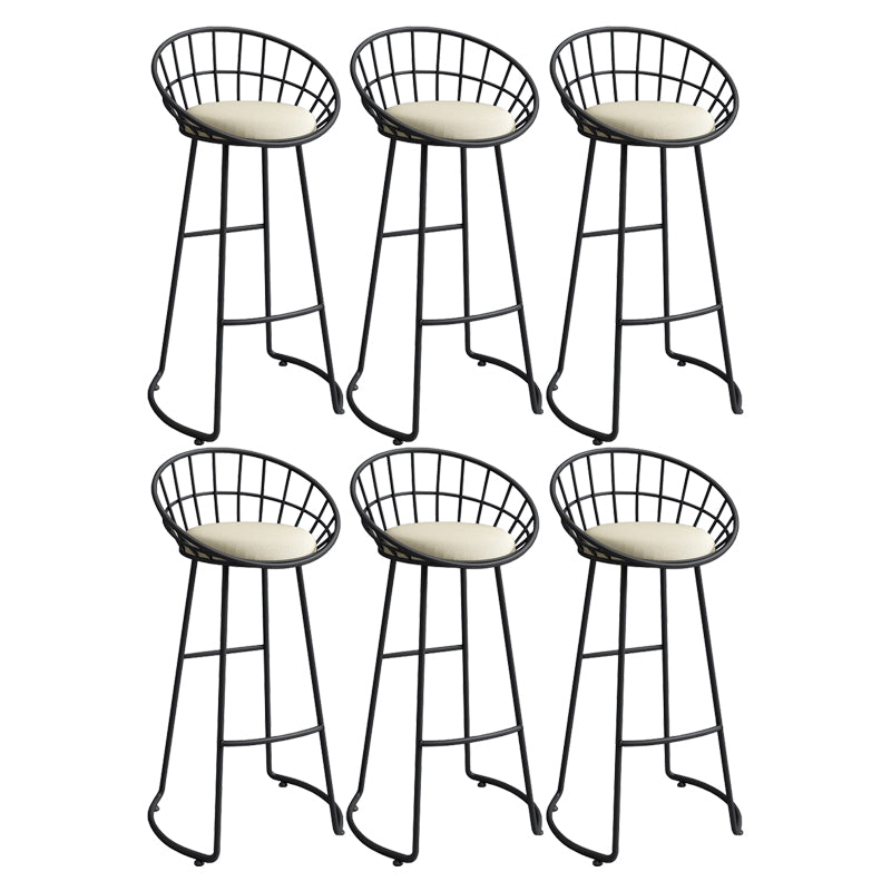 Modern Low Back Upholstered Indoor Bar Stools with Metal Base