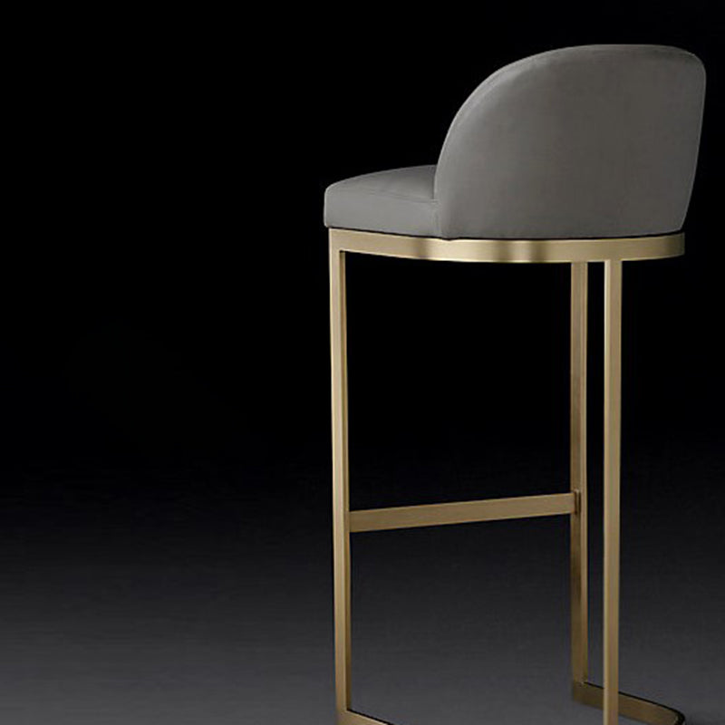 Modern Low Back Upholstered Indoor Bar Stools with Metal Base