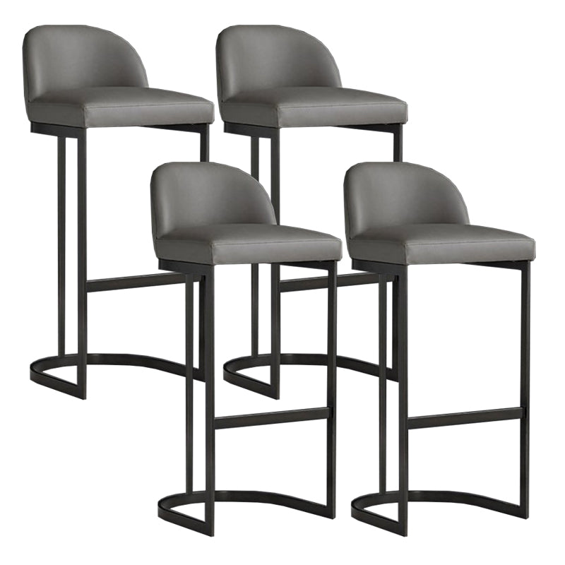 Modern Low Back Upholstered Indoor Bar Stools with Metal Base