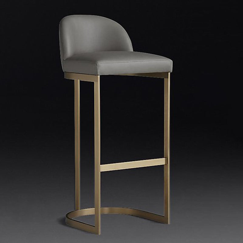 Modern Low Back Upholstered Indoor Bar Stools with Metal Base