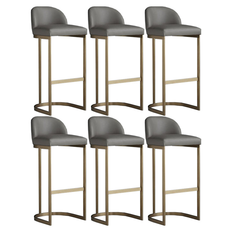 Modern Low Back Upholstered Indoor Bar Stools with Metal Base